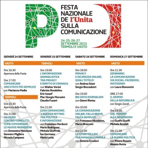 Il programma della Festa de L'Unità sulla Comunicazione (cliccare per ingrandire)