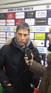 L'allenatore del Campobasso, Massimiliano Favo, durante la conferenza stampa prima della partenza per San Benedetto del Tronto