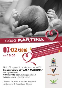 La locandina dell'inaugurazione di "Casa Martina"