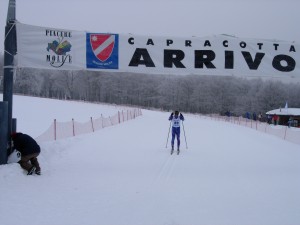 L'arrivo di una gara di sci di fondo a Capracotta