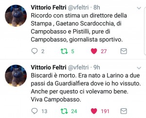 I tweet del giornalista Vittorio Feltri